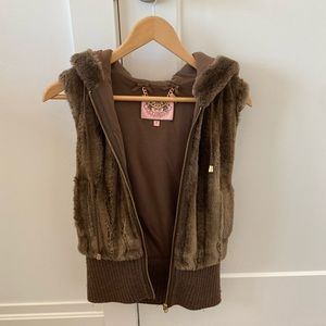 Juicy Couture faux fur vest with hood